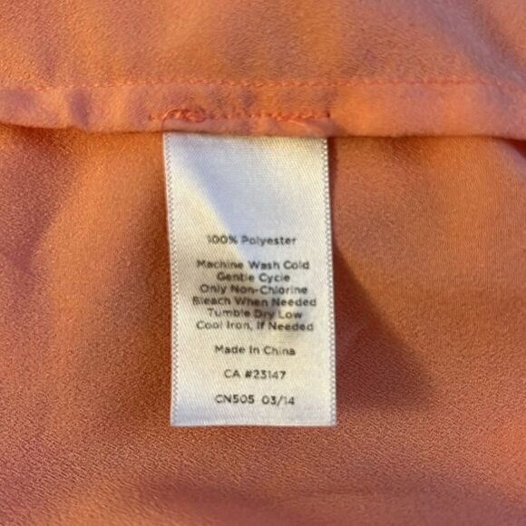 Talbots womens shirt XL peach button front chest pockets roll tab long sleeves - Picture 6 of 10